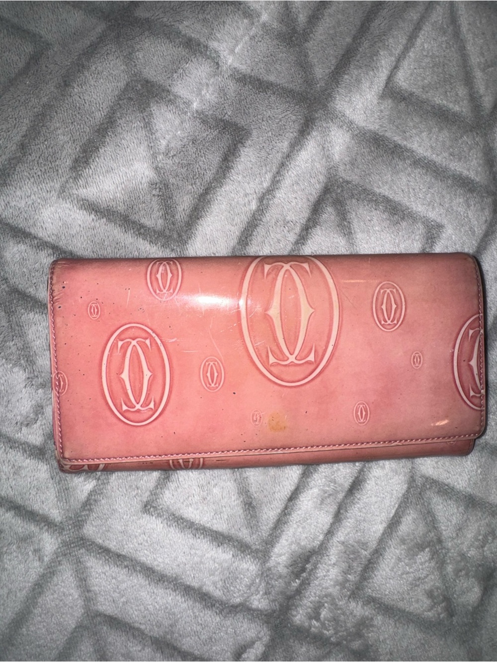 Cartier Happy Birthday pink patent calfskin long/continental wallet